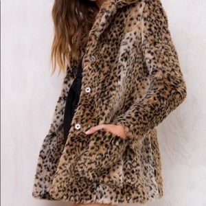 Princess Polly Winona Faux Fur Coat Leopard
